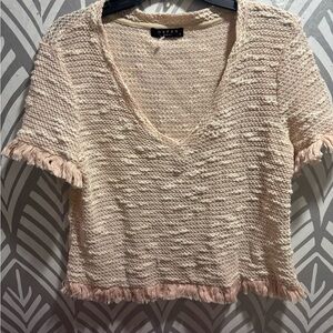 Maven West Ivory Fringe Crop Top